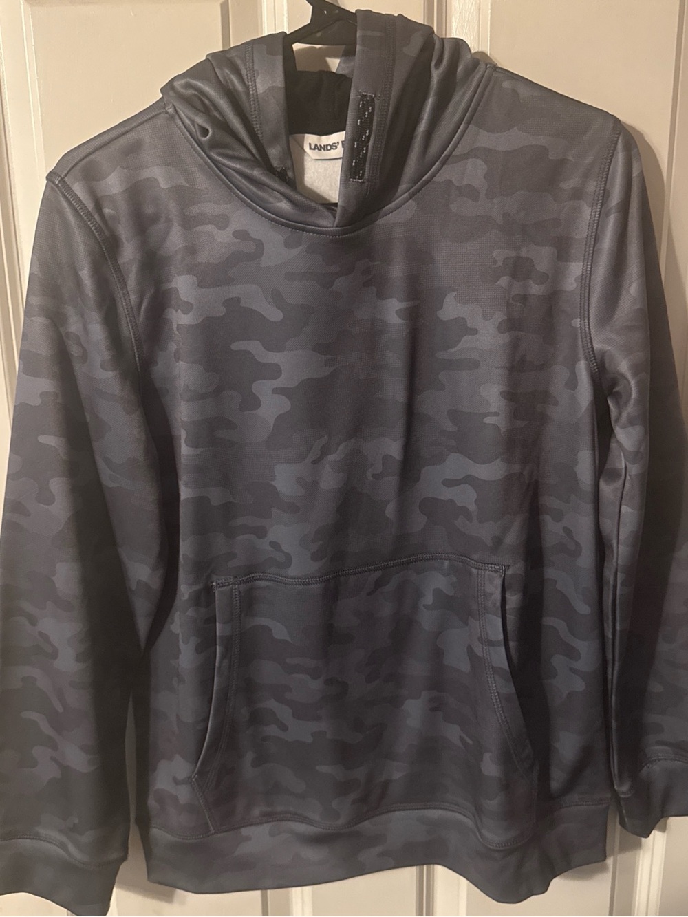 Lands' End Gray Camo Pullover Hoodie